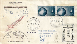 Fdc AICFDC: CONGRESSO ASTRONAUTICO (1956); Raccomandata; Annullo Filatelico Milano - FDC