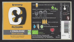 Etiquette De Bière Blonde  -  L'Enjoleuse   -  Brasserie  Blessing  à  Waldhambach  (67) - Birra