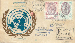 Fdc AICFDC: ONU (1956); Raccomandata; Annullo Filatelico Milano - FDC