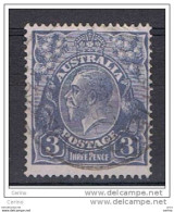 AUSTRALIA:  1923/24  GEORGE  V° -  3 P. USED  STAMP  -  WATERMARK   A   III°  TYPE  -  YV/TELL. 39 - Used Stamps