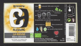 Etiquette De Bière Blanche  -  La Rieuse   -  Brasserie  Blessing  à  Waldhambach  (67) - Cerveza