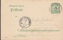 Bayern Postal Stationery Ganzsache Entier (04) HOMBURG Pfalz. 1904 OBERMOSCHEL (Arr.) (2 Scans) - Interi Postali
