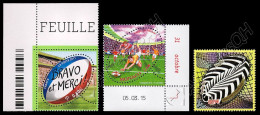 [Q] France-Fr. Andorra-Monaco 2011-2015: Rugby, 3 Stamps ** - Rugby