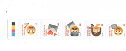 Year 2024 - Post Emoticone, Strip Self-adhesive 5 Stamps, Color Test In Edge, MNH - Nuevos