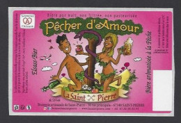 Etiquette De Bière Arömatisée à La Pêche -  Pêcher D'Amour   -  Brasserie  De Saint Pierre  à  Saint Pierre  (67) - Bier