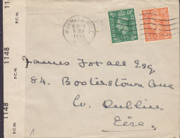 Great Britain MUSWELL HILL North London 1945 'Petite' Cover Brief DUBLIN Eire 'P.C.90' Label OPENED BY EXAMINER Censor - Storia Postale