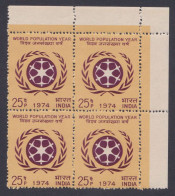 Inde India 1974 MNH World Population Year, Block - Unused Stamps