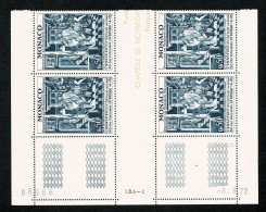 MONACO 1972 Protection Des Monuments Historiques  Bloc De 4 Coin Daté -8.8.72  ** Gomme Intacte TTB - Autres & Non Classés