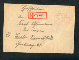 "ALL. BESETZUNG" 1948, Reco-Brief Ex AUE Mit Not-R-Zettel, Roter Ovalstempel "AUE (SACHSEN) Gebuehr Bezahlt" (A2009) - Storia Postale