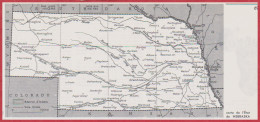 Carte Du Nebraska. Carte Avec Réserves Indiennes, Voie Ferrée. Etats Unis. USA. Larousse 1960. - Documents Historiques