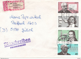 RDA 1977  Lettre Recommandée De Halle Pour Jülich, Timbres Personnalités - Storia Postale