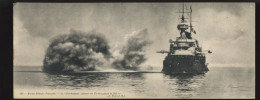 BATEAU DE GUERRE - LE "CHARLEMAGNE" FAISANT SON TIR DES PIECES DE 305 MM - CARTE LETTRE DOUBLE PANORAMIQUE - Warships