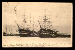 BATEAUX DE GUERRE - "CALEDONIEN" ET "COURONNE" VAISSEAUX-ECOLES DES CANNONIERS - Warships