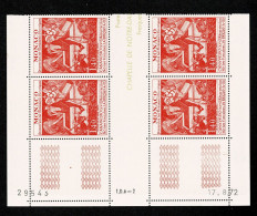 MONACO 1972 Protection Des Monuments Historiques  Bloc De 4 Coin Daté 17.8.72  ** Gomme Intacte TTB - Sonstige & Ohne Zuordnung