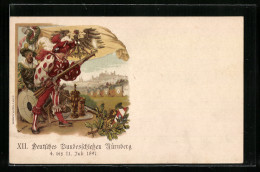 Lithographie Nürnberg, XII. Deutsches Bundesschiessen 1897, Schützenfest  - Chasse