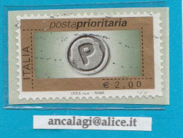 USATI ITALIA POSTA PRIORITARIA Senza/mill. - Ref.1453 "10^ Emissione" 1 Val. €2,00 - - 2001-10: Afgestempeld