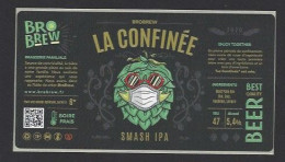 Etiquette De Bière Smash IPA  -  La Confinée  -  Brasserie BroBrew  à  Russ  (67) - Birra