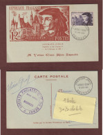 1034 De 1955 - Carte 1er Jour à BOURGES Le 18/06/1955 - JACQUES COEUR . Argentier Du Roi Charles VII - 3 Scan - 1950-1959