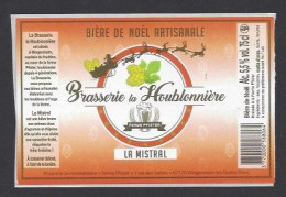 Etiquette De Bière De Noël  -  La Mistral  -  Brasserie De La Houblonnière  à  Wingersheim Les Quatre Bans  (67) - Cerveza