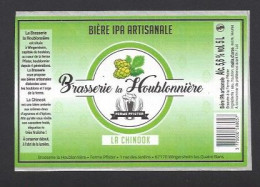 Etiquette De Bière IPA  -  La Chinook  -  Brasserie De La Houblonnière  à  Wingersheim Les Quatre Bans  (67) - Bier