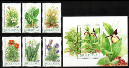 Moldawien Moldova 1993 - Mi.Nr. 81 - 86 + Block 4 - Postfrisch MNH - Blumen Flowers - Sonstige & Ohne Zuordnung