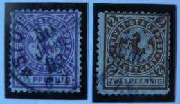 Allemagne - Stuttgart - 2 Timbres De Poste Privée - Privat Stadtpost - 1½ & 2 Pfennig Oblitérés - Cheval - TTB - Private & Lokale Post