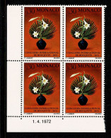 MONACO 1972  Concours De Bouquets  Bloc De 4 Coin Daté 1.4.1972  ** Gomme Intacte - Otros & Sin Clasificación