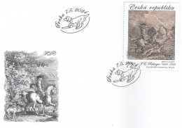 Czech Republic 2024 -   Hunting Graphic Art, Dog In Cover And  Postmark, FDC - Cani