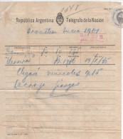 ARGENTINA TELEGRAMA BUENOS AIRES SUC CABILDO 1915 - Télécom