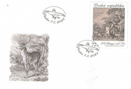 Czech Republic 2024 -   Hunting Graphic Art, Deer In Cover ,  FDC - Horses