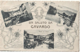 Cartolina  Gavardo (Italia) Un Saluto Tree Vedute  Panorama Plazza  Ponte Style Art Nouveau   Ed Pandini Marqua Militare - Other & Unclassified