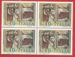 Italia 1974; Natale: Presepe Di Greccio Organizzato Da San Francesco. Quartina. - 1971-80: Mint/hinged