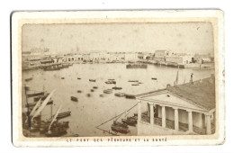 Photo Ancienne Sur Carton Alger Le Port Des Pêcheurs Et La Santé - Plaatsen