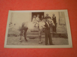 Carte Photo 2 Enfants Sur Un Cheval & 4 Personnes - Fotografia