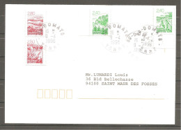 FRANCE 1995. Y&T N°2949 à 2952. Série Courante : " Les Régions Françaises " ,  Sur Lettre. Oblitération Du 9-4-1996. TB - Covers & Documents