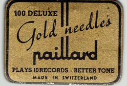 Ancienne Boîte à Aiguilles En Or "100 Deluxe Gold Needles Paillard" (boîte Vide) - Cajas