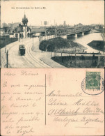 Ansichtskarte Kehl (Rhein) Rheinbrücken Straßenbahn 1908  Gel. Bahnpoststempel - Kehl
