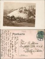 Ansichtskarte  Bergsteiger Alpen Wanderer  Rast 1907  Gel. Stempel Baden-Baden - Alpinismus, Bergsteigen