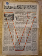 Böhmen Und Mähren Viktoria-Aufdruck Titelseite Narodni Prace 23.7.1941 - Brieven En Documenten
