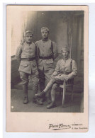 MILITARIA - CP PHOTO - Groupe De 3 Soldats Avec 14 Sur Le Col - Pierre Florian - Bordeaux - Characters