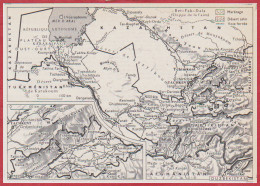 Ouzbékistan. Carte Avec Marécage, Désert Salin, Voie Ferrée. Larousse 1960. - Documents Historiques