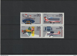 RDA 1980 INTERFLUG, AVIONS  Se Tenant Yvert 2177-2180, Michel 2516-2519 NEUF** MNH Cote 5 Euros - Ongebruikt