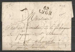 France - LYON - LAC Du 12/5/1822 Pour SAINT-CLEMENT (près Luneville) - Cachet "68 LYON" - 1801-1848: Précurseurs XIX