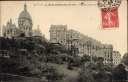 CPA Paris XVIII. Montmartre, Basilika Sacre Coeur, Square Saint Pierre - Autres & Non Classés