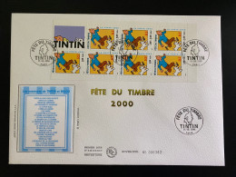 Enveloppe 1er Jour GF Soie "Tintin & Milou" - 11/03/2000 - BC3305 - 3303/3304 - Hergé - 2000-2009