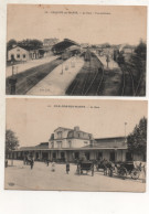 51. 2 CPA - CHALONS SUR MARNE - Vue Intérieure De La Gare - La Façade - Attelages - - Bahnhöfe Mit Zügen