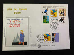Enveloppe 1er Jour GF Soie "Tintin & Milou" - 11/03/2000 - BF28 - 3303/3304 - Hergé - 2000-2009