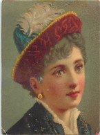 Véritable Chromolithographie : PORTRAIT, FEMME AU CHAPEAU. - Andere & Zonder Classificatie