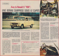 Renault 6 TL 1100 Cc. Essais Automobile. Une Bonne Surprise Sous Le Capot. Reportage De 1970. - Historical Documents