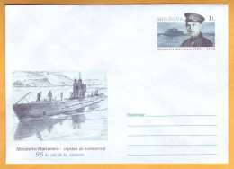 2008 Moldova  95 Years Marinescu  Marinesco Marinecko  Envelope Submarine, Sailors, War, Hero - Duikboten